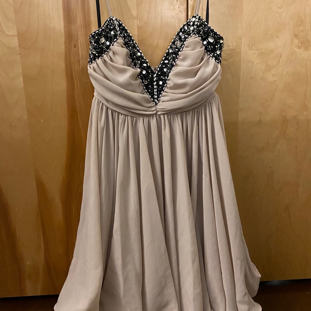 French Connection Blush Beaded Bow Tulle Dress